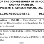 Cancellation of Deputation Work Adjustment orders 2023-24